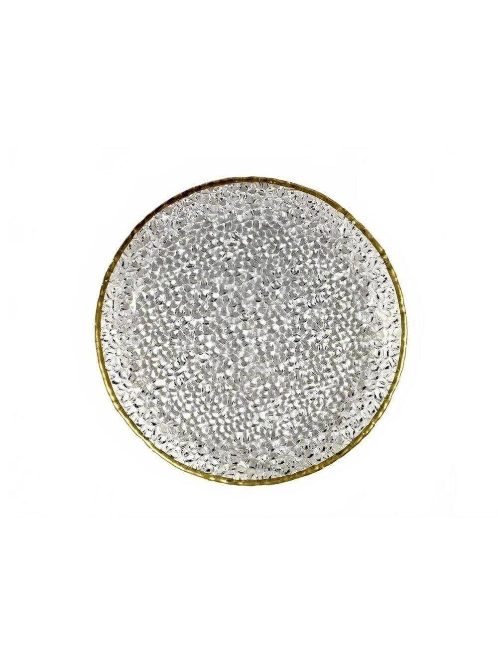 Set of 6 Hand Decorated Artistic Accents Pebble Glass Plates Gold Rim Turkey 8" - Picture 8 of 10